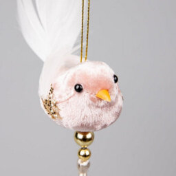 Shatchi 3Pcs Light Pink Robin Bird 7X13Cm - Christmas Tree Hanging Decorations Ornaments Fairy Tale Themed Xmas Tree Pendant - thumbnail 5