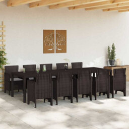 Berkfield Garden Dining Set 11 Pcs Brown And Lght Grey Poly Rattan - thumbnail 3