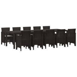 Berkfield Garden Dining Set 11 Pcs Brown And Lght Grey Poly Rattan - thumbnail 2