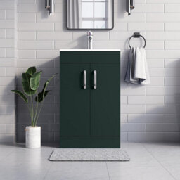 Belofay 600mm Bathroom Vanity Unit With Basin, White Ceramic Bathroom Sink With Trap And Waste, No Tap Included(New York Green) - thumbnail 7