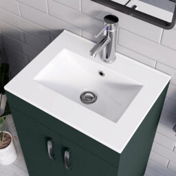 Belofay 600mm Bathroom Vanity Unit With Basin, White Ceramic Bathroom Sink With Trap And Waste, No Tap Included(New York Green) - thumbnail 2