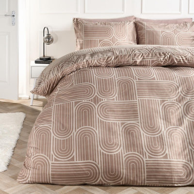 Ohs Arches Print Bedding Microfibre Duvet Cover Set With Pillowcase, Natural/stone - King - image 1