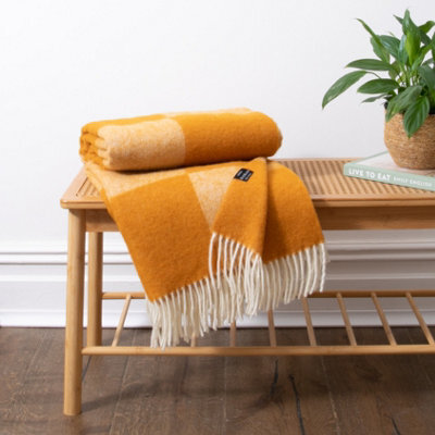 Native Natural Checkerboard Orange Wool Blanket - image 1