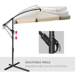 Outsunny 2.7M Garden Cantilever Banana Parasol Sun Shade W/ Crank, Light Brown - thumbnail 5