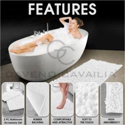 Gc Gaveno Cavailia Infinity Loop 2 Piece Bath Mat Set White Super Absorbent Non Slip Shower Mat - thumbnail 3