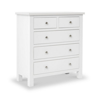 Cornish White 2 Over 3 Chest Of Drawers Fully Assembled - By Roseland Furniture - image 1