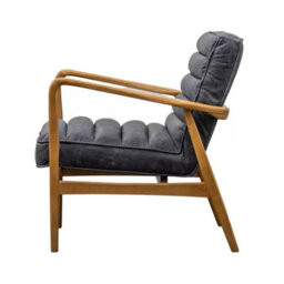 Xample Gallery Datsun Antique Ebony Leather Armchair Mid-Century Design With Top Grain Leather & Solid Ash Wood Frame - thumbnail 7