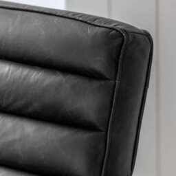 Xample Gallery Datsun Antique Ebony Leather Armchair Mid-Century Design With Top Grain Leather & Solid Ash Wood Frame - thumbnail 4