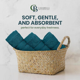Casabella 12 Pack Flannel Face Cloth - 100% Cotton Face Towels Soft & Absorbent Super Quality Washcloths - thumbnail 3