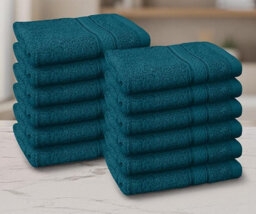 Casabella 12 Pack Flannel Face Cloth - 100% Cotton Face Towels Soft & Absorbent Super Quality Washcloths