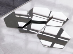 Ilcom Set Of 8 Self-Adhesive Wall Decoration - Silver Polished