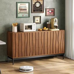 Matteo 150Cm Mid-Century Modern Sideboard - 3 Drawer Dark Oak Grain Cabinet - thumbnail 2