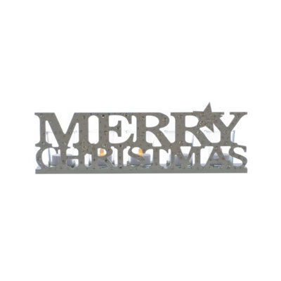Christmas Tea Light Candle Holder - Merry Christmas Word Block - image 1