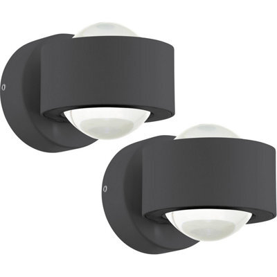 Set Of 2 Ip44 Outdoor Wall Lights In Anthracite - Modern 2W Led Lanterns - image 1