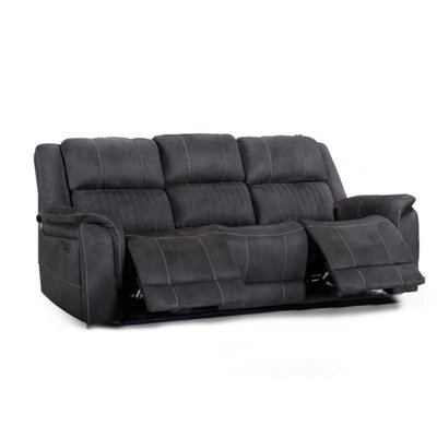 Furnishings For Less UK Cassandra 3 Seater Electric Recliner Sofa Grey Fabric Usb - image 1