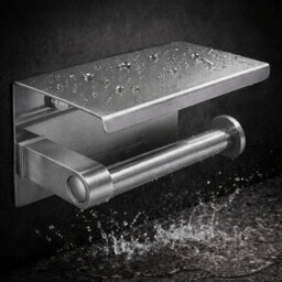 Billtix Toilet Roll Holder Wall Mounted With Shelf Stainless Steel Toilet Paper Holder Bathroom Tissue Roll Storage Silver - thumbnail 5