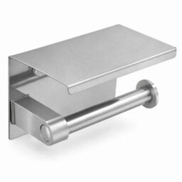 Billtix Toilet Roll Holder Wall Mounted With Shelf Stainless Steel Toilet Paper Holder Bathroom Tissue Roll Storage Silver