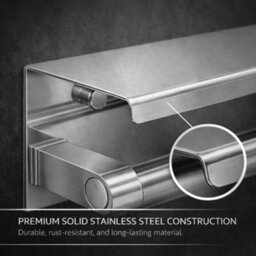 Billtix Toilet Roll Holder Wall Mounted With Shelf Stainless Steel Toilet Paper Holder Bathroom Tissue Roll Storage Silver - thumbnail 3