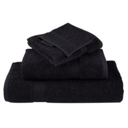 Berkfield Premium Hand Towels Solund 2 Pcs Black 50X100 Cm 600 Gsm - thumbnail 4