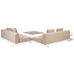 Beliani Outdoor 5-Seater Sofa Set With Coffee Tables, Beige Polyester Cushions, Powder-Coated Frame - thumbnail 5