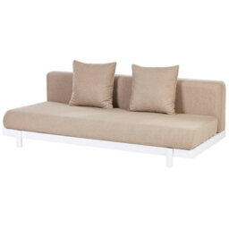 Beliani Outdoor 5-Seater Sofa Set With Coffee Tables, Beige Polyester Cushions, Powder-Coated Frame - thumbnail 7