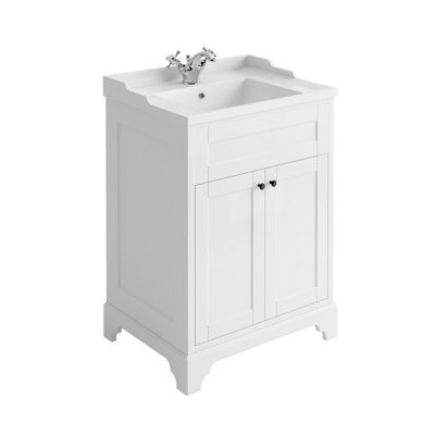 Plum&clay Belmont White Traditional Floor Standing Vanity Unit & Ceramic Basin Bathroom Furniture (W)614mm - image 1