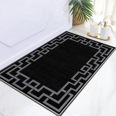 Bedlooms Nico Black Living Area Rugs, Non-Slip Modern Area Rug 40X60Cm, Washable Kitchen And Door Rug