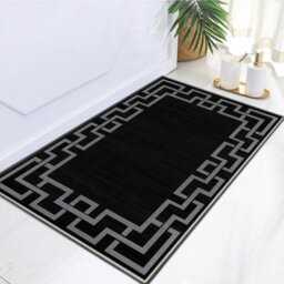 Bedlooms Nico Black Living Area Rugs, Non-Slip Modern Area Rug 40X60Cm, Washable Kitchen And Door Rug