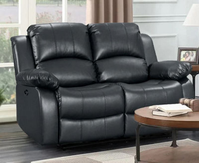 Faux Leather Black 2 Seater Electric Recliner Sofa - image 1