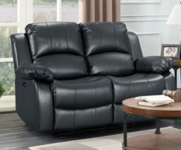 Faux Leather Black 2 Seater Electric Recliner Sofa - thumbnail 2