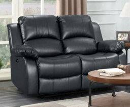 Faux Leather Black 2 Seater Electric Recliner Sofa - thumbnail 1