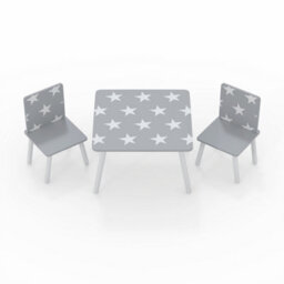 Kidsaw Childrens Grey Star Table & Chair Set, Preschoolers Study Activity, Kids Or Toddlers