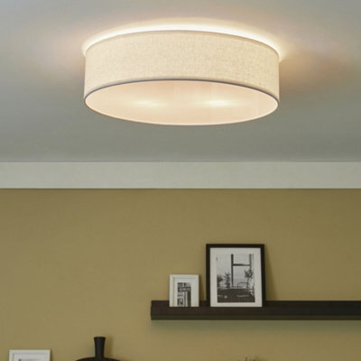 Beliani 60Cm Flush-Mount Ceiling Lamp White Paper Rope Shade Wicker Boho For Living Room And Bedroom - image 1