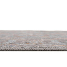 Loomed Traditional Design Cotton Chenille Rug Blue Gold Machine Washable 80Cm X 300Cm - thumbnail 4