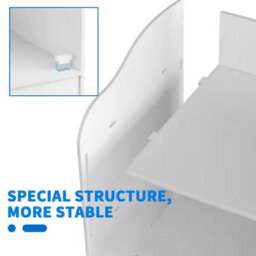 Bathroom Floor Storage Cabinet White Waterproof Wooden Unit With 2 Shelves And 1 Door - thumbnail 4