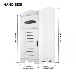 Bathroom Floor Storage Cabinet White Waterproof Wooden Unit With 2 Shelves And 1 Door - thumbnail 6