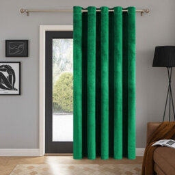 Aspire Homeware Emerald Green Blackout Velvet Curtain Thermal Insulated Eyelet Door Curtain Single Panel (W)168Cmx(D)213Cm