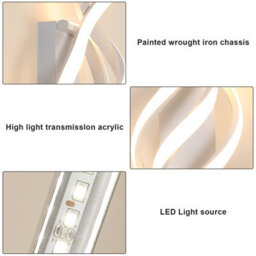 Pheashine White Aluminium Spiral 3 Bar Led Wall Light 22W 3000K Warm White For Bedroom,hallway,living Room,staircase - thumbnail 5