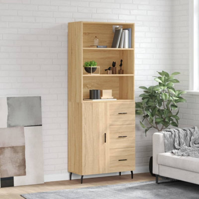 Berkfield Highboard Sonoma Oak 69.5X34X180 Cm Engineered Wood - image 1