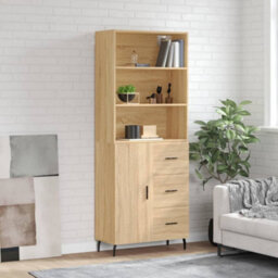 Berkfield Highboard Sonoma Oak 69.5X34X180 Cm Engineered Wood - thumbnail 1