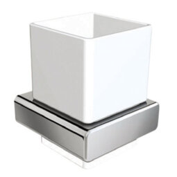 Plum&clay Vera Wall Mounted Chrome Toothbrush Holder With Ceramic Tumbler