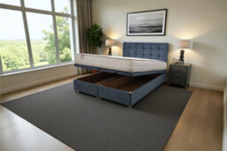 "Knight Sleep Cubed Ottoman Bed Light Blue Plush 4Ft6 With Mattress & 24""headboard - Double" - thumbnail 1