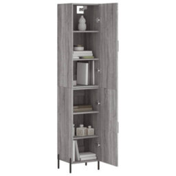 Berkfield Highboard Grey Sonoma 34.5X34X180 Cm Engineered Wood - thumbnail 3