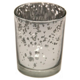 Set Of 6 Glass Speckled Votive In Silver, Tealight Candle Holder. H6.5 X W4.5 Cm. - thumbnail 2