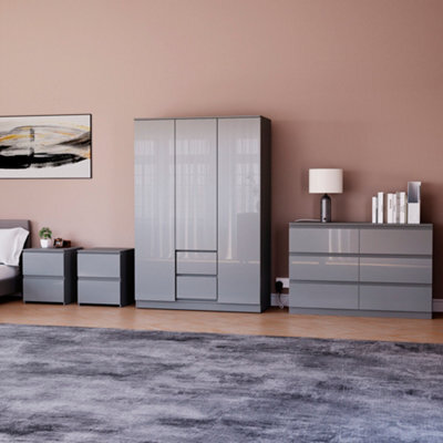 Lassic Vida Designs Glinton 4 Piece Grey Fsc Bedroom Set - (6 Drawer Chest, 3 Door Wardrobe, 2 Drawer Bedside Chest X2) - image 1
