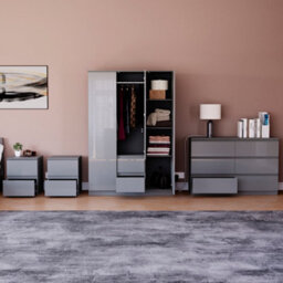 Lassic Vida Designs Glinton 4 Piece Grey Fsc Bedroom Set - (6 Drawer Chest, 3 Door Wardrobe, 2 Drawer Bedside Chest X2) - thumbnail 3