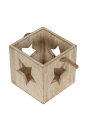 Washed Wood Large Star Tealight Candle Holder Rustic Modern Decor - thumbnail 4
