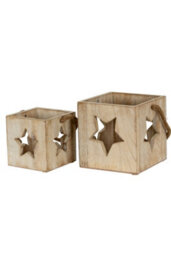 Washed Wood Large Star Tealight Candle Holder Rustic Modern Decor - thumbnail 5