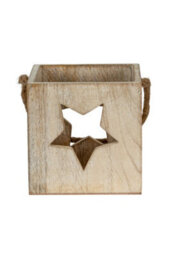 Washed Wood Large Star Tealight Candle Holder Rustic Modern Decor - thumbnail 2