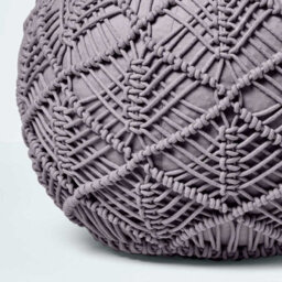 Homescapes Grey Crochet Knitted Pouffe 35 X 40 Cm - thumbnail 4